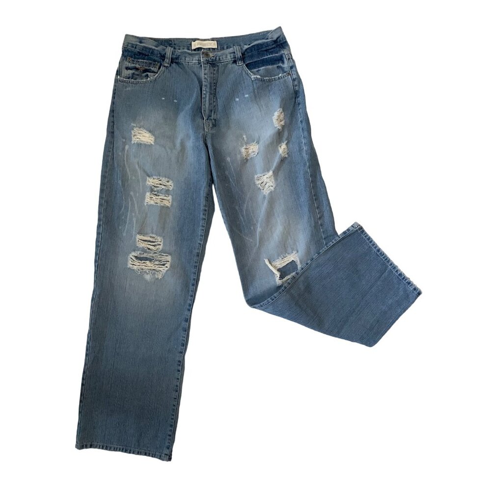 Avirex Mens Sz 36X34 Distressed Light Wash Straight-Leg Jeans